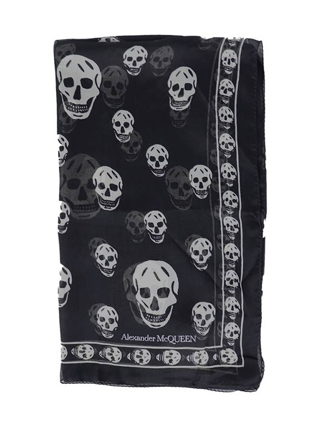 Skull Print Silk Scarf Black - ALEXANDER MCQUEEN - BALAAN 3