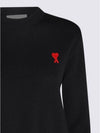 Heart Logo Wool Knit Top Black - AMI - BALAAN 4