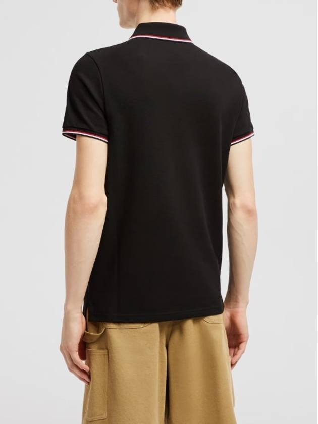 Small Logo Patch Short Sleeve Cotton Polo Shirt Black - MONCLER - BALAAN 3