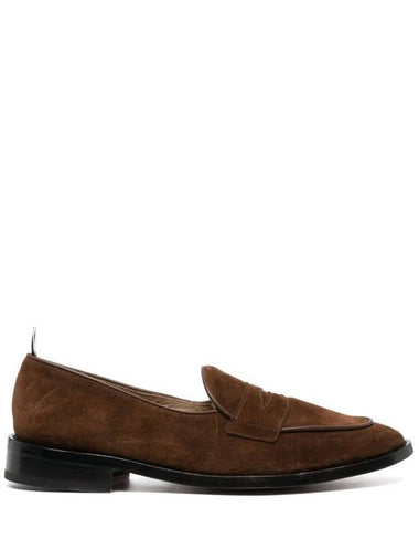 Varsity Suede Penny Loafers Dark Brown - THOM BROWNE - BALAAN 1