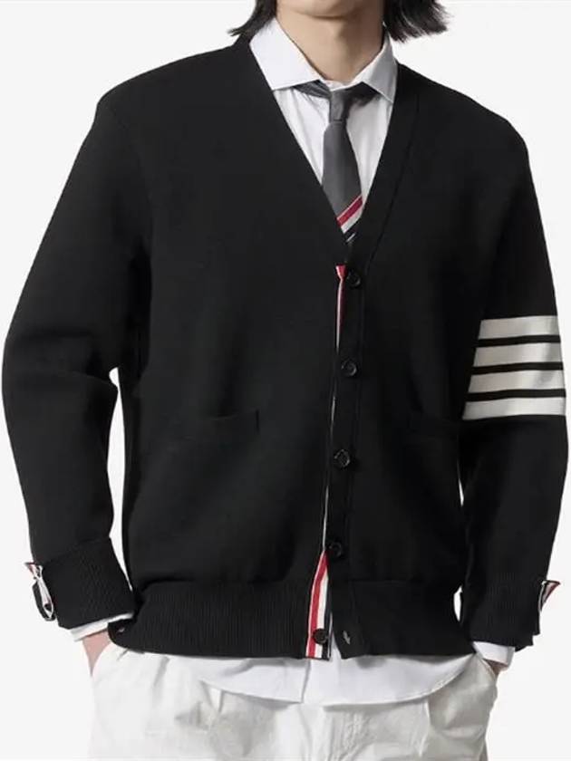 Milano Stitch 4-Bar Cardigan Black - THOM BROWNE - BALAAN 2