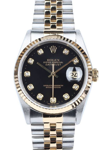 16233G Datejust Combi 10P Diamond Black Dial 36MM Men s Watch 34083 - ROLEX - BALAAN 1