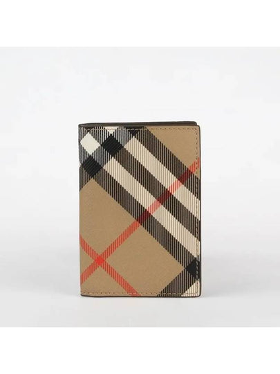 Check Pattern Two-Fold Card Wallet Beige - BURBERRY - BALAAN 2