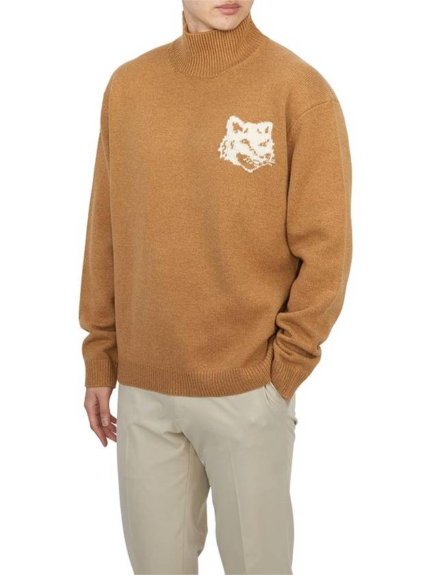 Fox Head Intarsia Comfort High Neck Knit Top Sequoia - MAISON KITSUNE - BALAAN 5