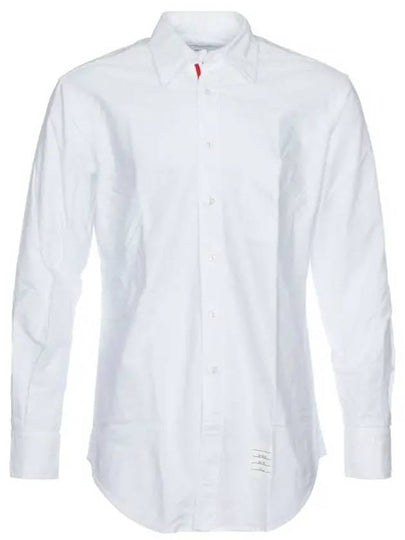 Men's Logo Patch Classic Cotton Long-Sleeve Shirt White - THOM BROWNE - BALAAN 2