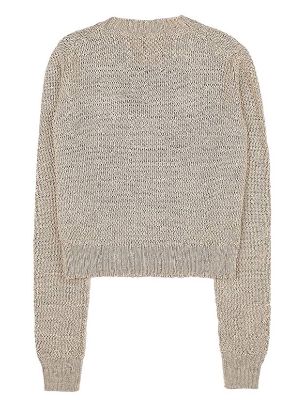 V-neck Basket Weave Hemp Knit Top Beige - MAISON MARGIELA - BALAAN 3