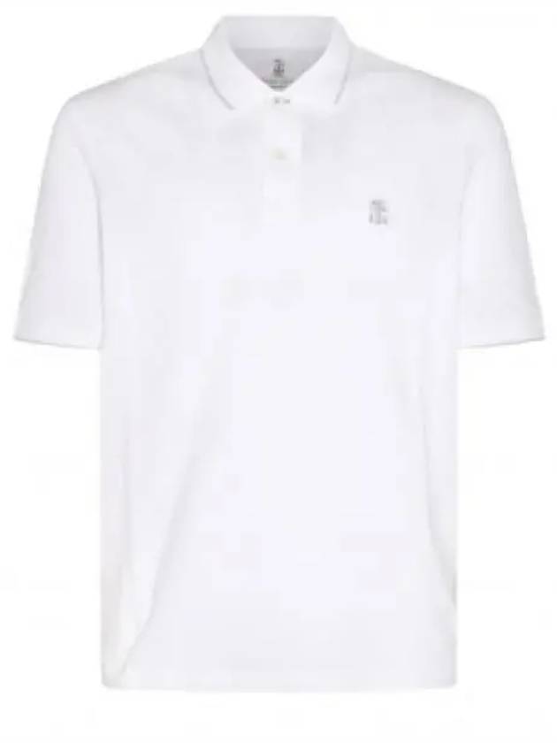 Embroidered Logo Short Sleeve Polo Shirt White - BRUNELLO CUCINELLI - BALAAN 2