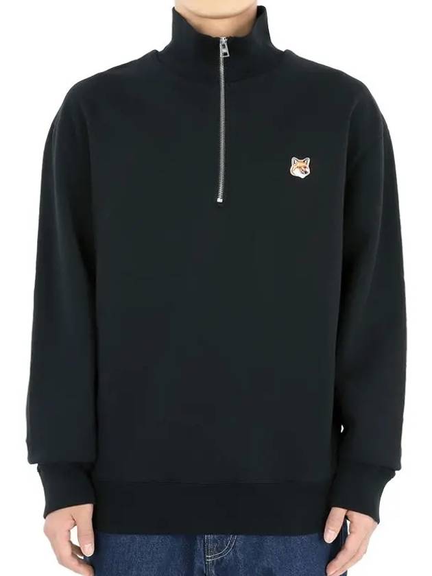 Fox Head Patch Half Zipper Sweatshirt Black - MAISON KITSUNE - BALAAN 3