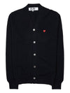 Men's Small Heart Patch Cardigan P1N080 BLACK - COMME DES GARCONS - BALAAN 10