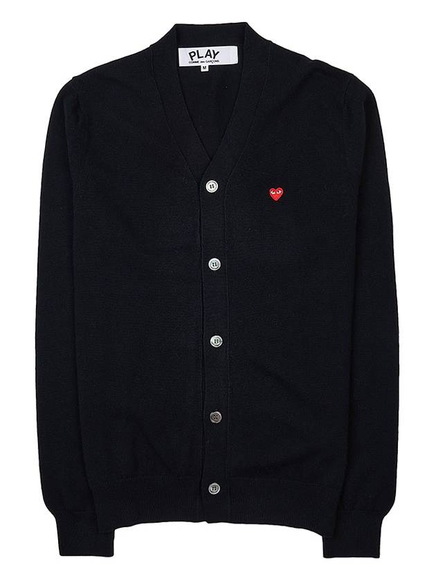 Men's Small Heart Patch Cardigan P1N080 BLACK - COMME DES GARCONS - BALAAN 10