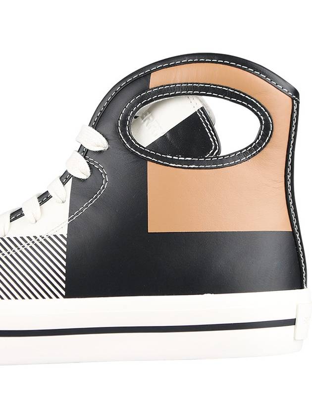 Check Porthole Detail High Top Sneakers - BURBERRY - BALAAN 7