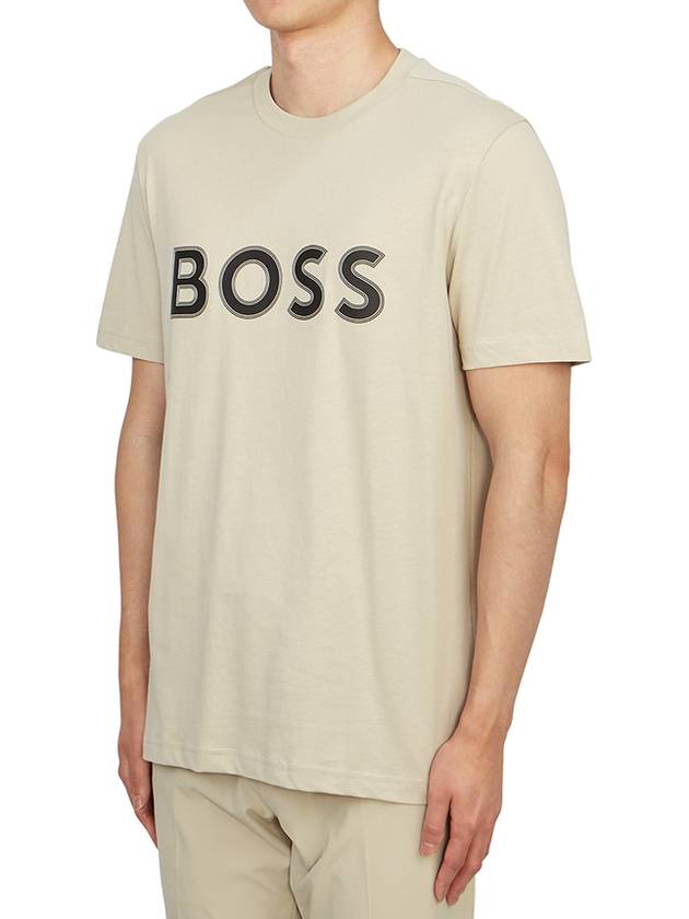 Logo Cotton Short Sleeve T-shirt Beige - HUGO BOSS - BALAAN 3