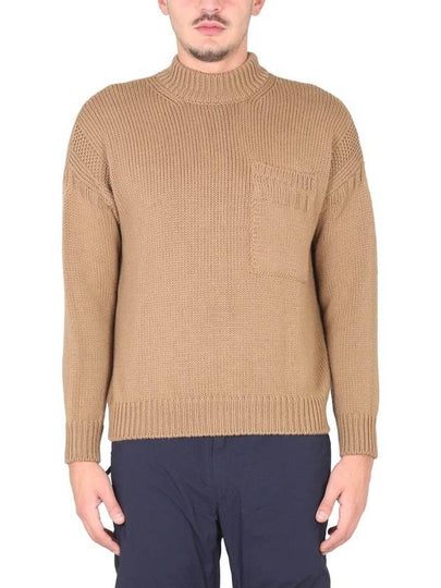 Men's Mock Neck Wool Knit Top Camel - TEN C - BALAAN 2