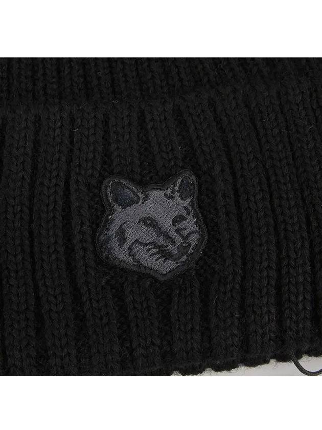 Bold Fox Head Patch Ribbed Beanie Black - MAISON KITSUNE - BALAAN 4