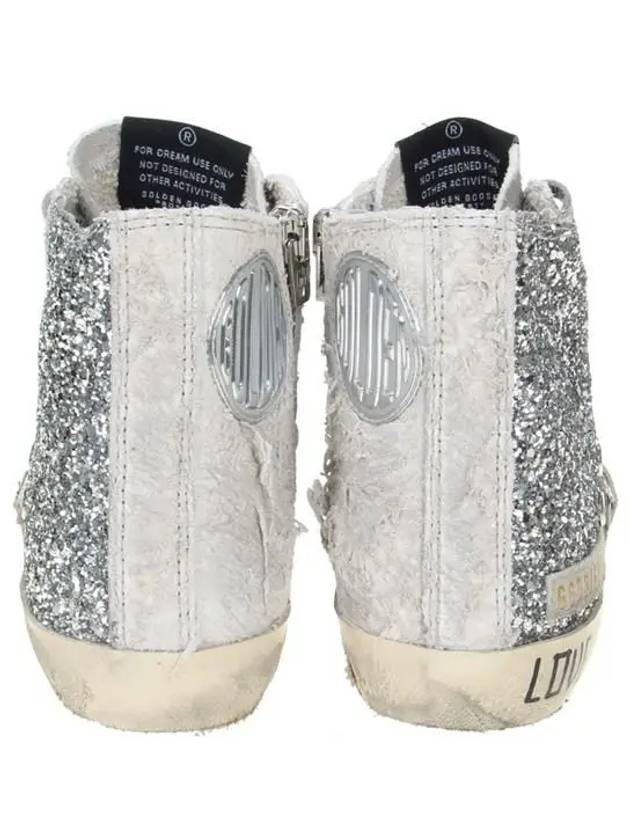 Francy Glitter Suede High Top Sneakers Silver - GOLDEN GOOSE - BALAAN 4