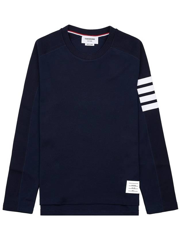 4-Bar Striped Cotton Long Sleeve T-Shirt Navy - THOM BROWNE - BALAAN 11