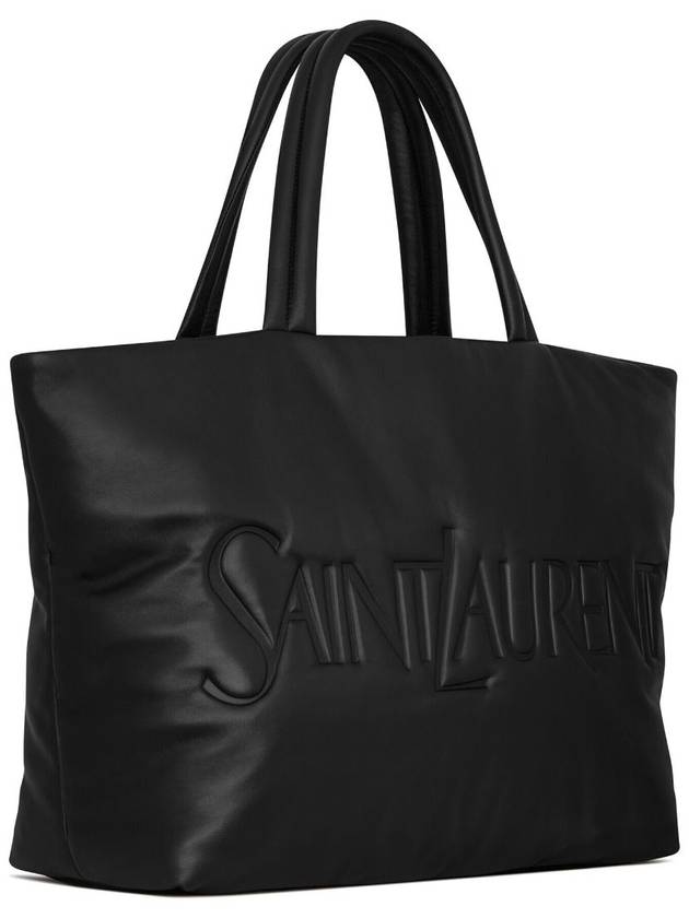 Logo Nappa Lambskin Tote Bag Black - SAINT LAURENT - BALAAN 4