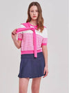 Shawl set striped short sleeve knit MK3MP365PIK - P_LABEL - BALAAN 8