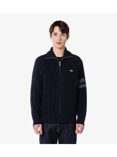 Men s cable zip up cardigan navy - LACOSTE - BALAAN 1