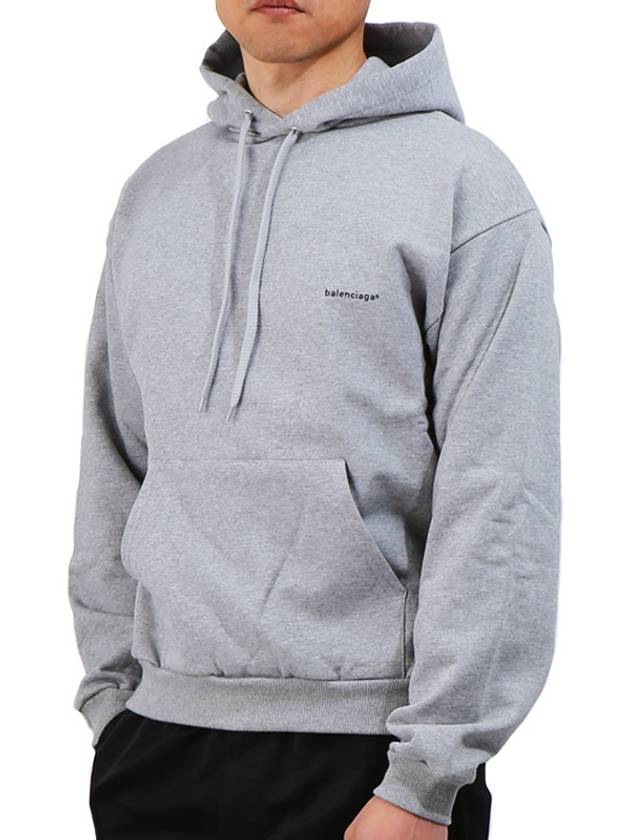 Mini Logo Cotton Hoodie Grey - BALENCIAGA - BALAAN 2