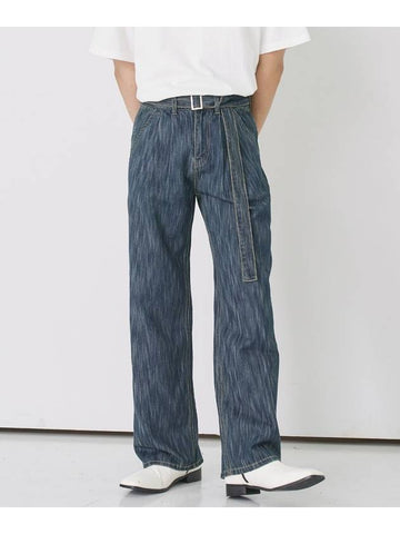 Rain twotuck belted denim pants_wide fit - BLONDNINE - BALAAN 1