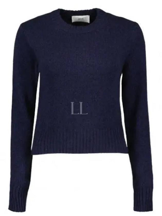 Heart Logo Cashmere Knit Top Navy - AMI - BALAAN 2