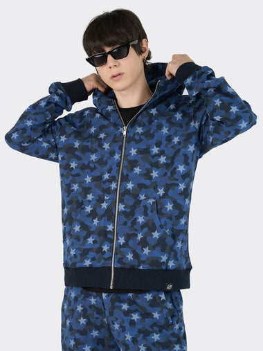 Star Camo Hoodie Zip Up Blue - AOX - BALAAN 1