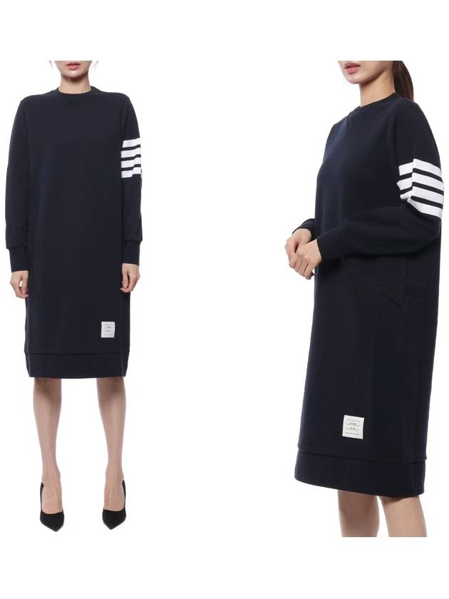 Classic Loopback 4-Bar Sweater Midi Dress Light Navy - THOM BROWNE - BALAAN 2