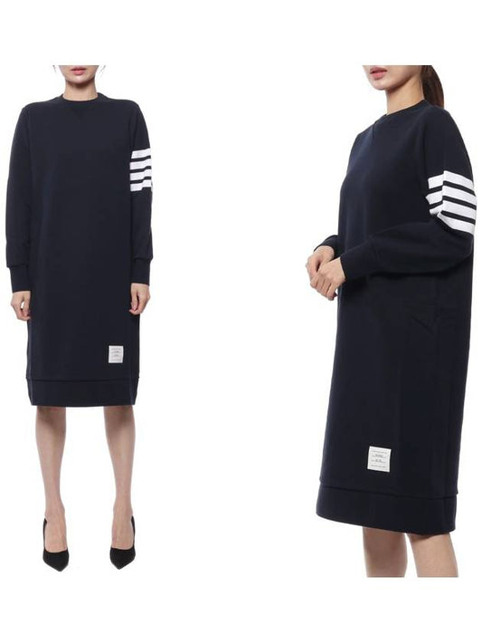 Classic Loopback 4-Bar Sweater Midi Dress Light Navy - THOM BROWNE - BALAAN 2