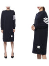 Classic Loopback 4-Bar Sweater Midi Dress Light Navy - THOM BROWNE - BALAAN 3