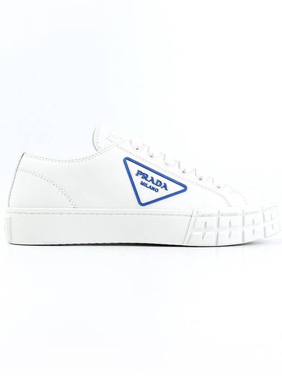 Blue Triangle Logo Low Top Sneakers White - PRADA - BALAAN 2