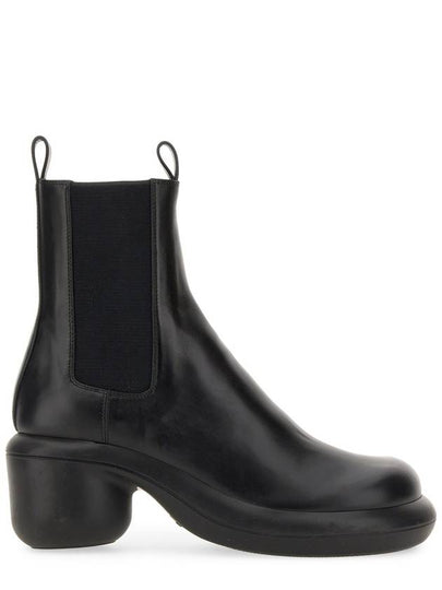 Women's Leather Round Block Heel Chelsea Boots Black - JIL SANDER - BALAAN 2