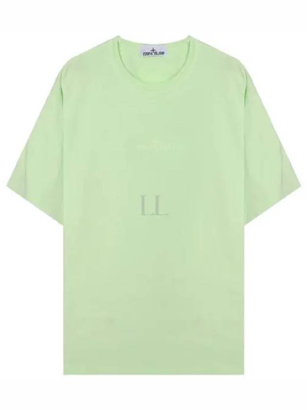 Micro Embroidered Logo Cotton Jersey Short Sleeve T-Shirt Light Green - STONE ISLAND - BALAAN 2