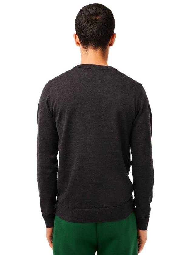 Crew Neck Merino Wool Knit Top Dark Grey - LACOSTE - BALAAN 4