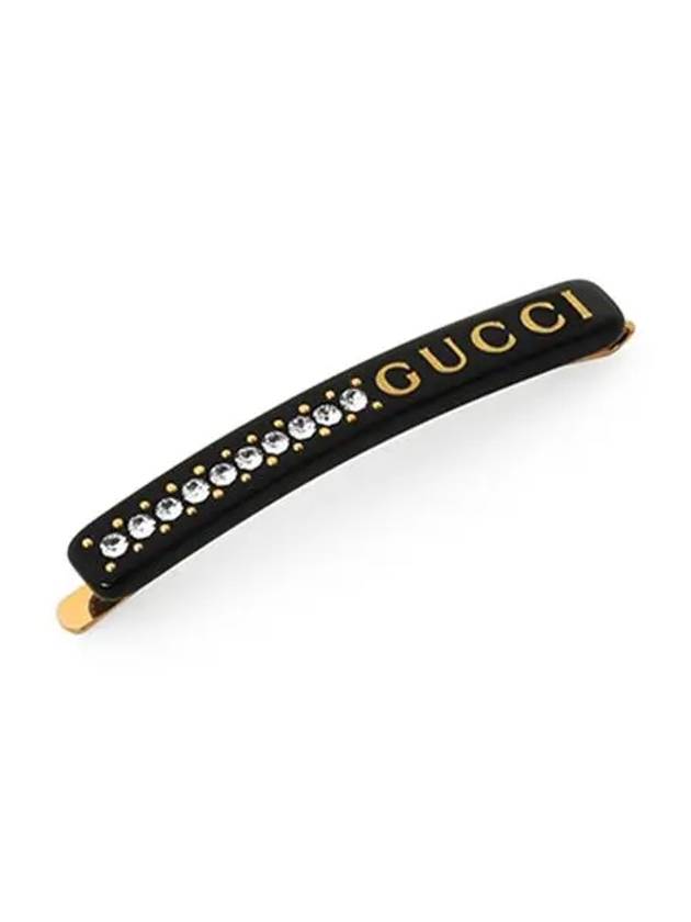 Crystal Logo Single Hair Clip Black - GUCCI - BALAAN 6