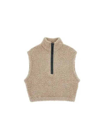 Women s Half Zipper Cashmere Fleece Vest Dark Beige - BRUNELLO CUCINELLI - BALAAN 1