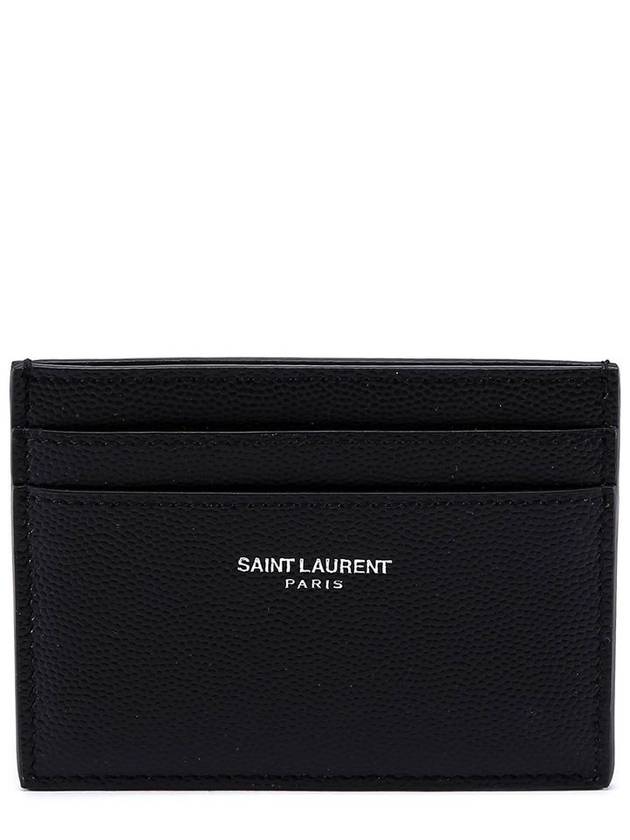 Embossed Leather Card Wallet Black - SAINT LAURENT - BALAAN 2