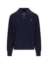 Fox Head Patch Half Zip Up Knit Top Navy - MAISON KITSUNE - BALAAN 1