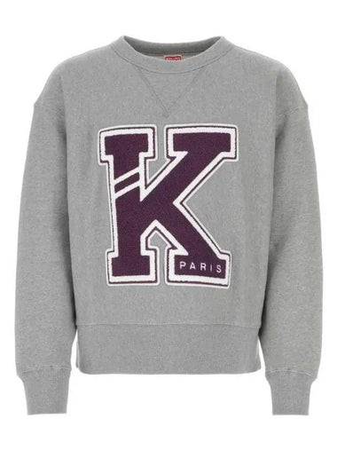 Men's Varsity Cotton Knit Top Grey - KENZO - BALAAN 1