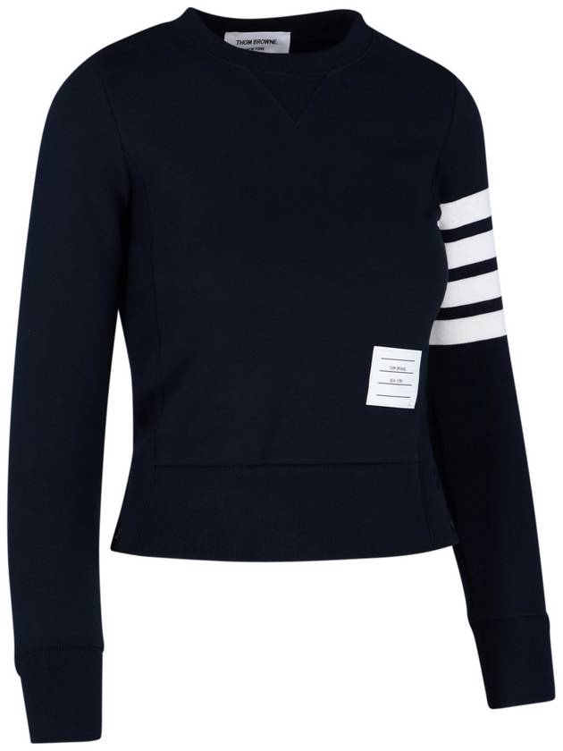 Engineered 4 Bar Stripe Loopback Jersey Knit Crewneck Sweatshirt Navy - THOM BROWNE - BALAAN 3