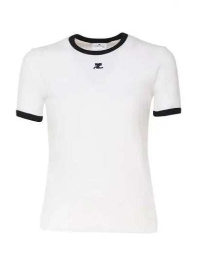 Contrast Signature Short Sleeve T-Shirt White - COURREGES - BALAAN 2