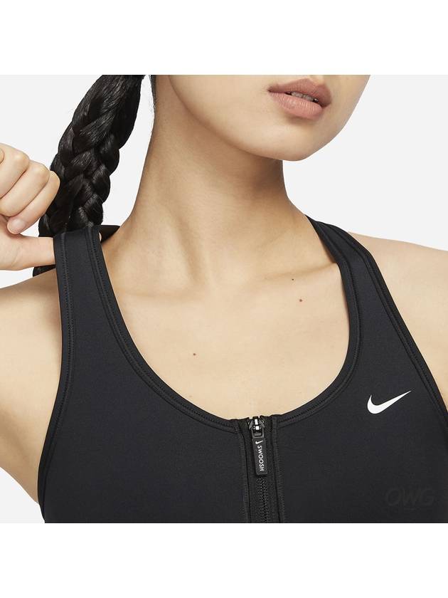 Swoosh Front Zipper Dri Fit Padded Sports Bra Black - NIKE - BALAAN 4