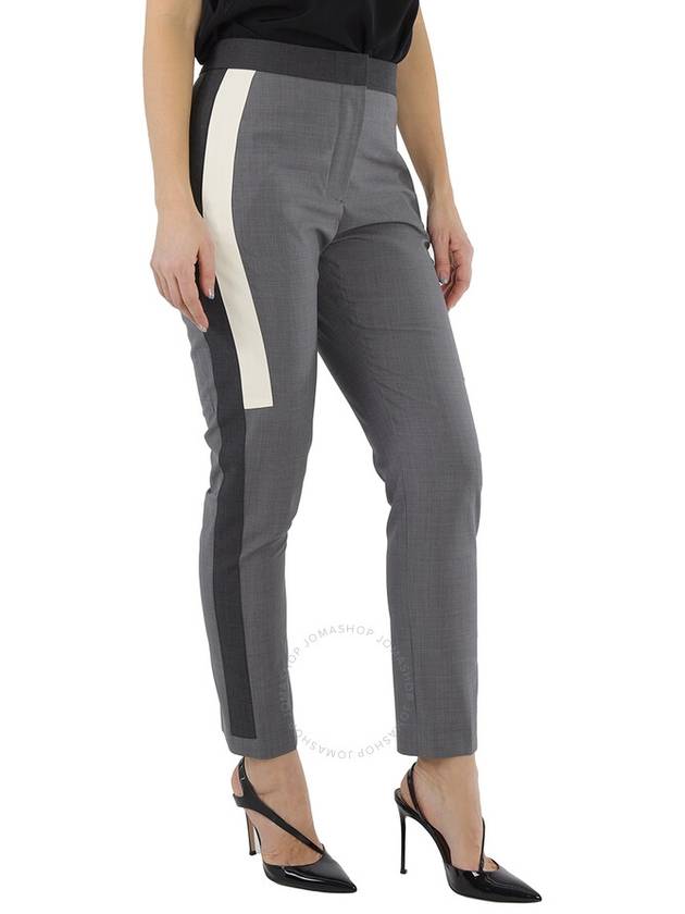 Burberry Contrast Stripe Crop Wool Trousers In Grey, Brand Size 4 (US Size 2) - BURBERRY - BALAAN 2