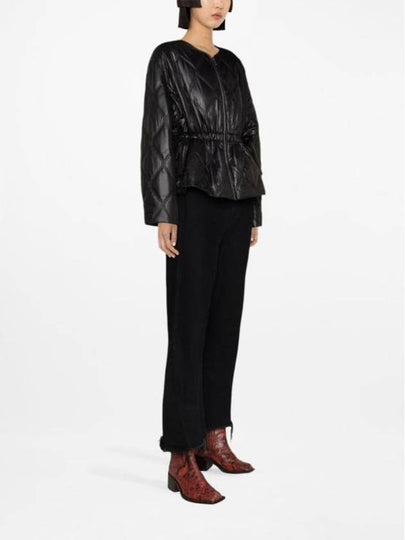 Shiny Quilted Zip-Up Jacket Black - GANNI - BALAAN 2