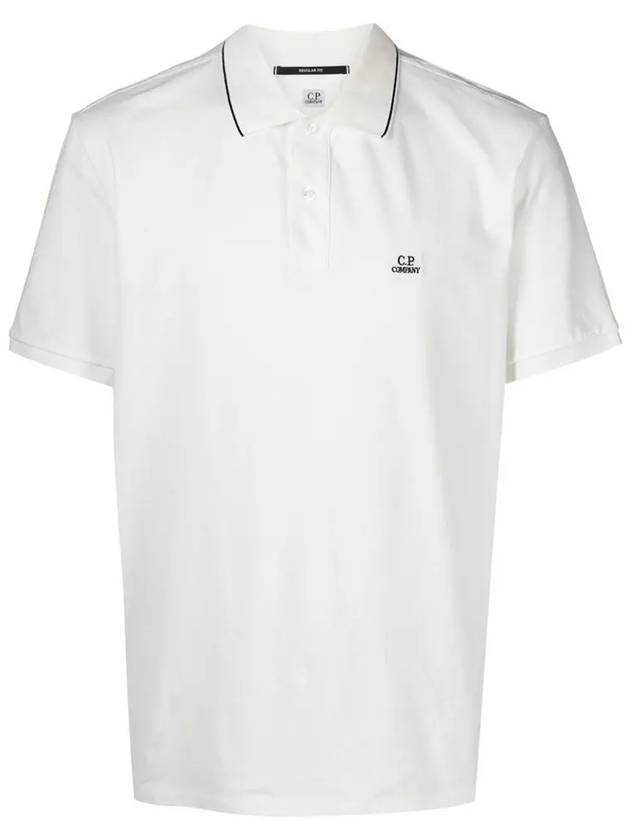 Stretch Piquet Regular Striped Collar Polo Shirt White - CP COMPANY - BALAAN 2