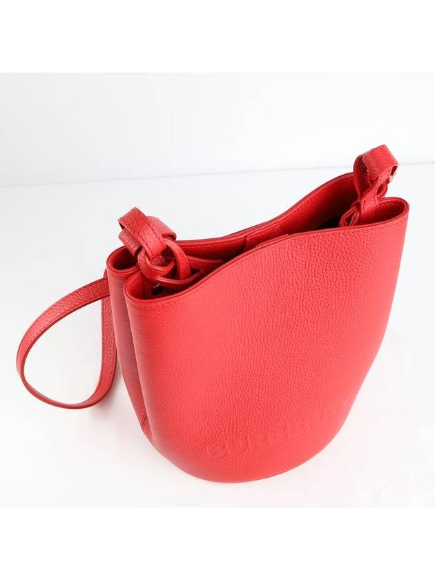 WoMen's Embossed Logo Leather Bucket Bag Red - BURBERRY - BALAAN 5