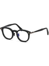 Blue light blocking glasses frame TF6009DB 002 Matte black horn rim Asian fit round - TOM FORD - BALAAN 7