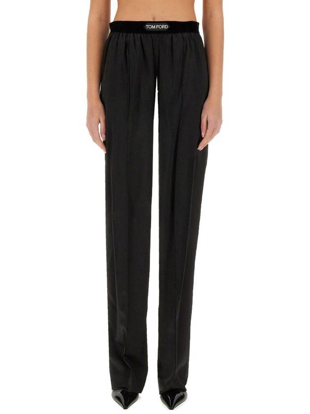 Women's Stretch Silk Straight Pants Black - TOM FORD - BALAAN 10