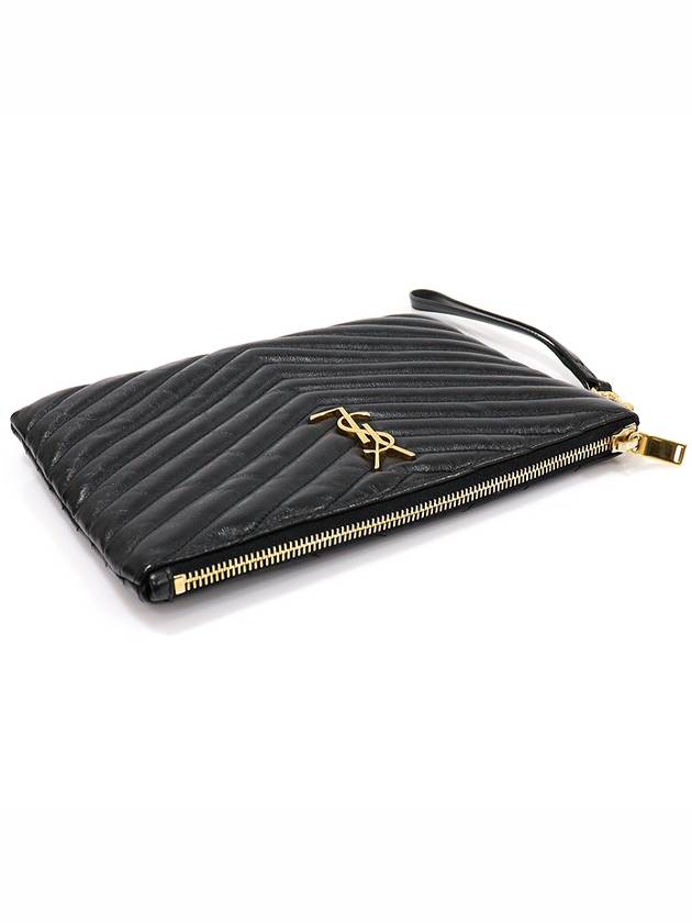 379039 Black Matelasse Classic Monogram Small Strap Pouch Clutch - SAINT LAURENT - BALAAN 4