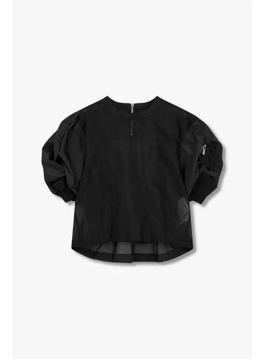 Women s Volume Sleeve Voile Pullover Black - SACAI - BALAAN 1